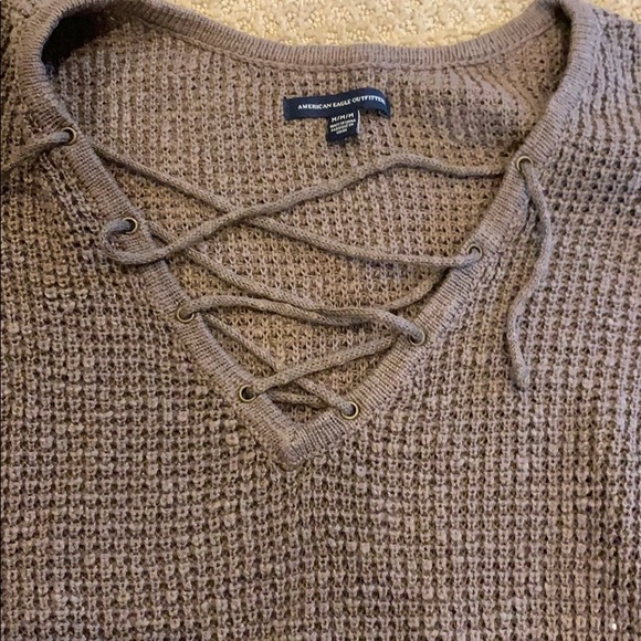 Brown lace up sweater - Picture 2 of 3
